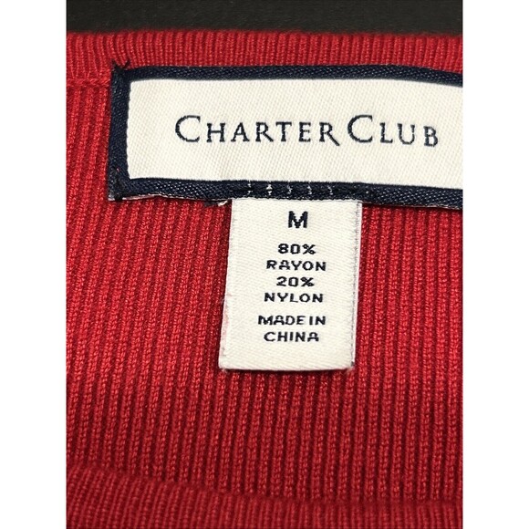 Charter Club Medium Embellished Jeweled Sweater Red Amore Bell Sleeve - Picture 4 of 5